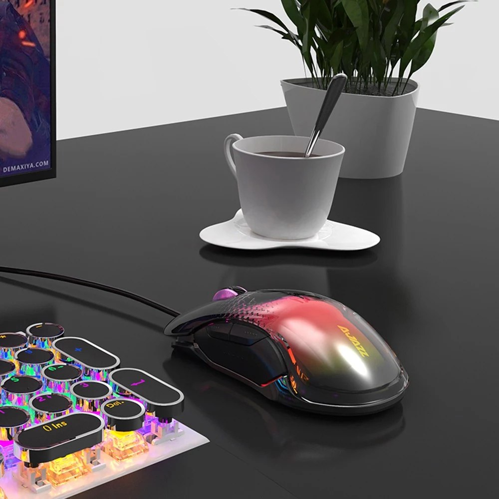 Ajazz AJ358 Wired USB Colorful Backlight Gaming Mouse 10000DPI PMW3325 Chip 8 Button - Pink