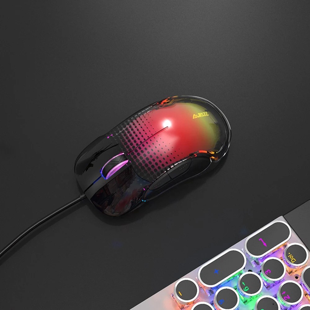 Ajazz AJ358 Wired USB Colorful Backlight Gaming Mouse 10000DPI PMW3325 Chip 8 Button - Pink