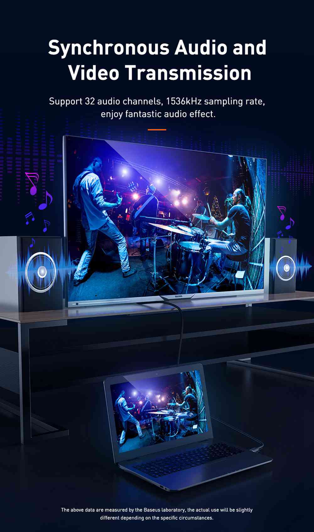 Baseus Cafule 1m Audio Video Conversion Cable 4K 60Hz Resolution HDMI2.0 Signal Transmission - Black