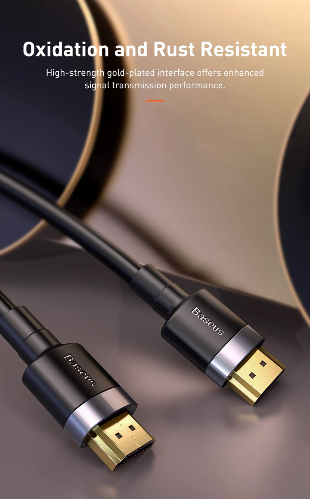 Baseus Cafule 1m Audio Video Conversion Cable 4K 60Hz Resolution HDMI2.0 Signal Transmission - Black