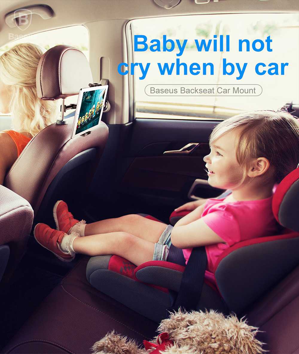 Baseus Car Rear Seat Phone Holder Rotatable For 4.7-12.9 Inch - Black