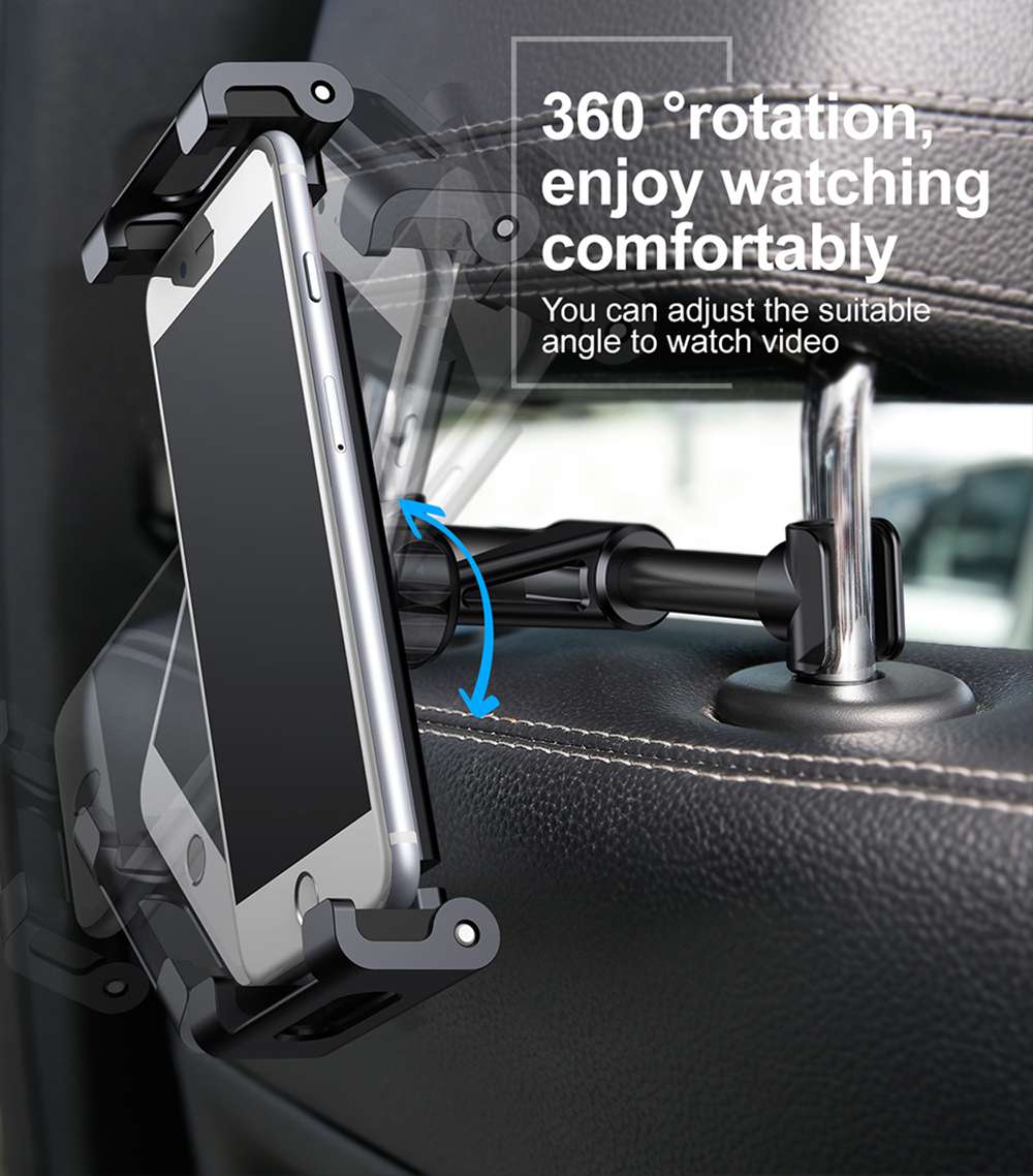 Baseus Car Rear Seat Phone Holder Rotatable For 4.7-12.9 Inch - Black