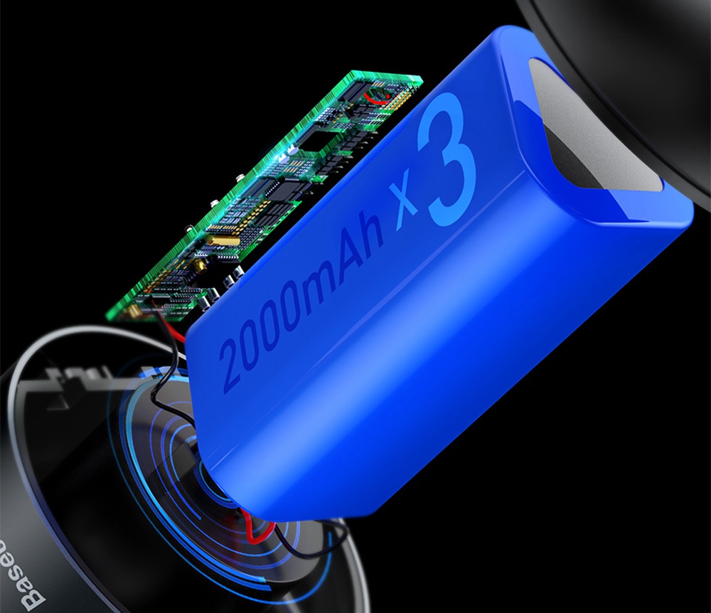 Baseus Portable Wireless Handheld Vacuum Cleaner 4000Pa Suction 2000mAh Battery For Car Home Computer Cleaning - Black