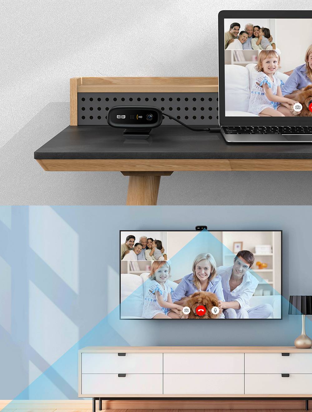 Elephone Ecam X 1080P HD Webcam 5.0 MegaPixels Auto Focus Built-in Microphone For PC Laptop - Black