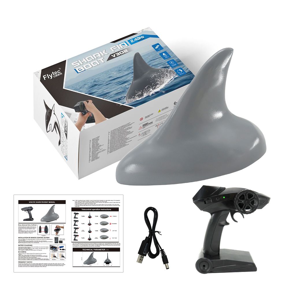 Flytec V302 2.4G 4CH Electric RC Boat Simulation Shark RTR