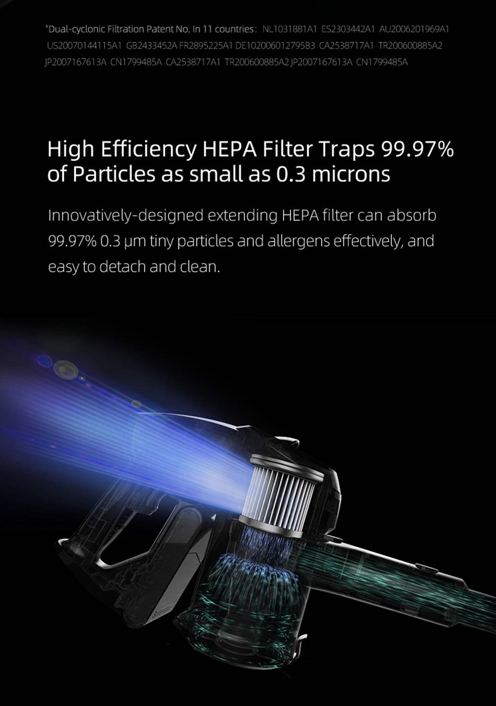 JIMMY JV53 Lite Handheld Cordless Vacuum Cleaner 125AW 20Kpa Suction 425W Digital Motor 54Wh Battery 45min Runtime - Blue