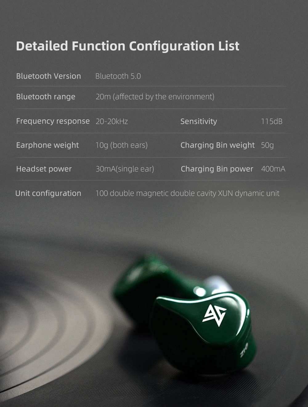 KZ Z1 TWS bluetooth 5.0 Earphone HiFi Dynamic Drivers Wireless Earbuds Touch Control Handsfree -Black