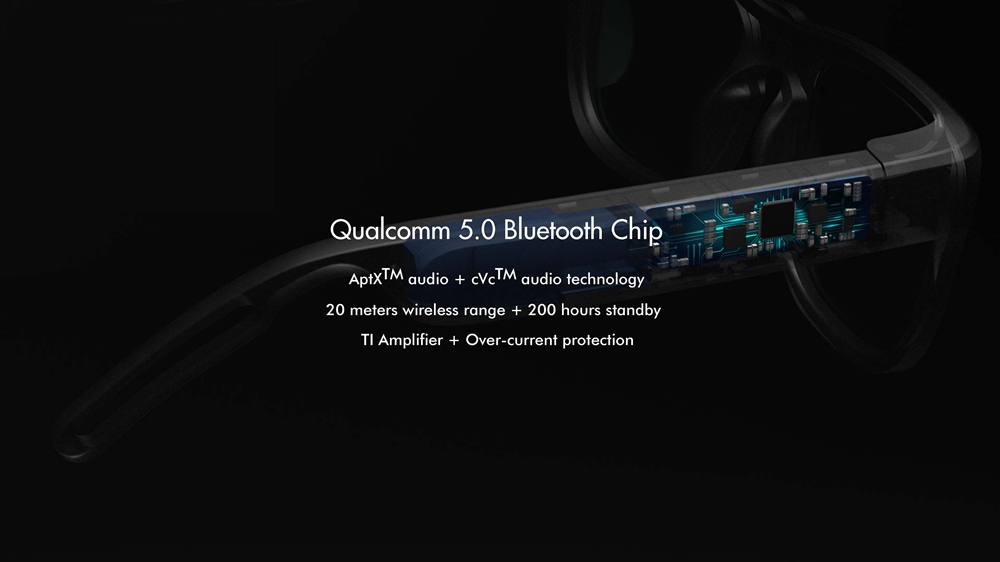 Mutrics MUSIG-X Smart Audio Sunglasses Audio Qualcomm AptX cVc Virtual 5.1 IP55 Siri Assistant - Black