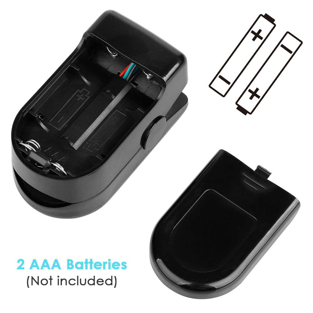 Portable Fingertip Oximeter Blood Oxygen Heart Rate Monitor LED Display With Alarm System - Black