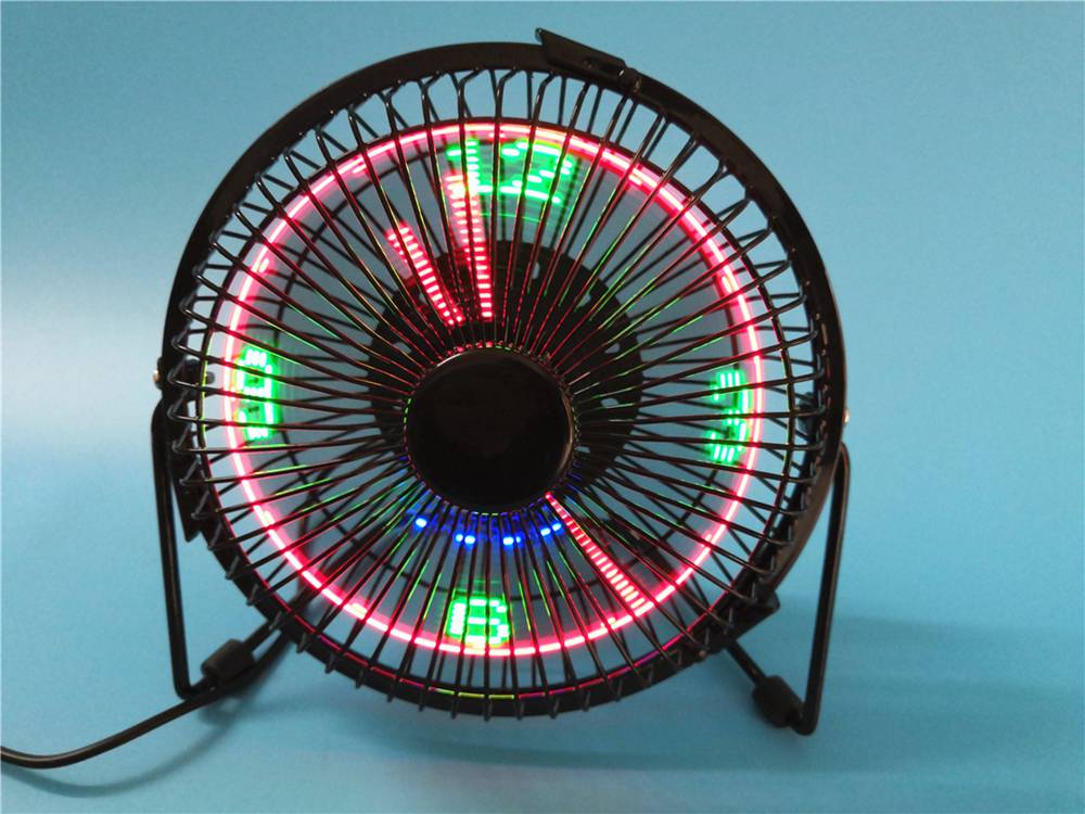 Portable LED Luminous 6 Inch Clock Fan Smart Display Memory Function Three Modes USB Charging - Black