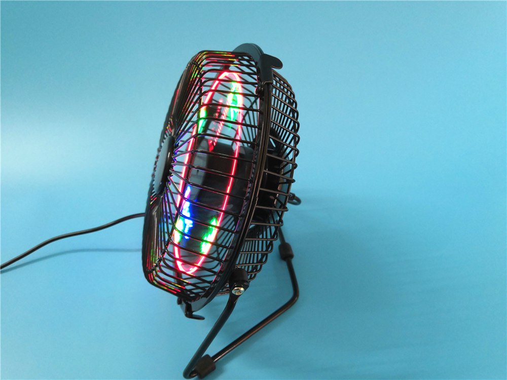 Portable LED Luminous 4 Inch Clock Fan Black