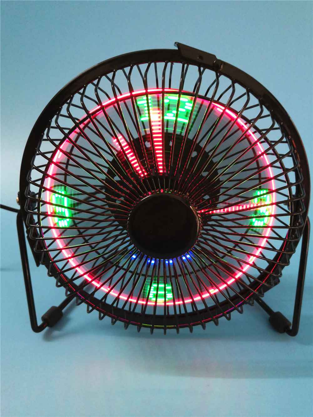 Portable LED Luminous 6 Inch Clock Fan Smart Display Memory Function Three Modes USB Charging - Black