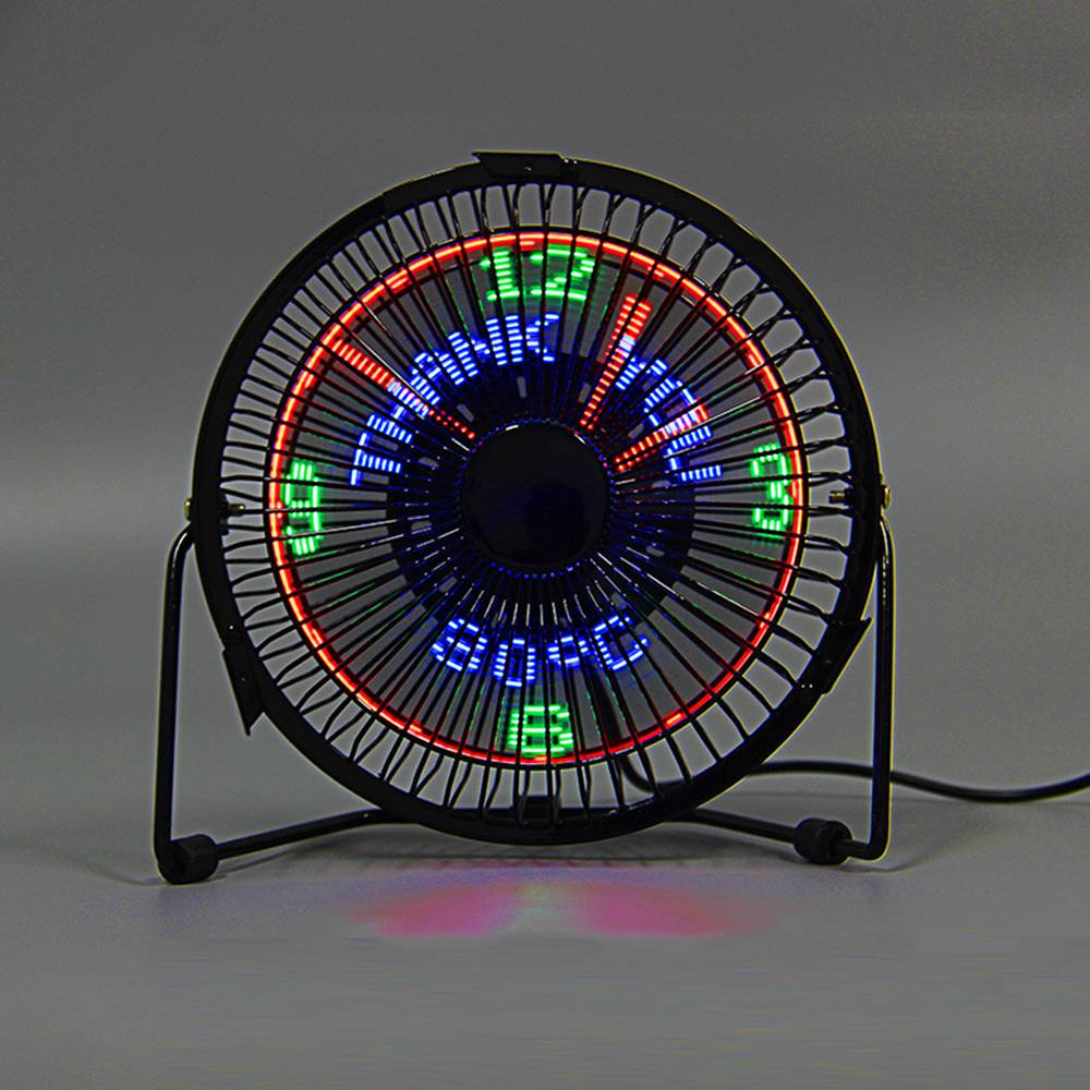 Portable LED Luminous 6 Inch Clock Fan Smart Display Memory Function Three Modes USB Charging - Black