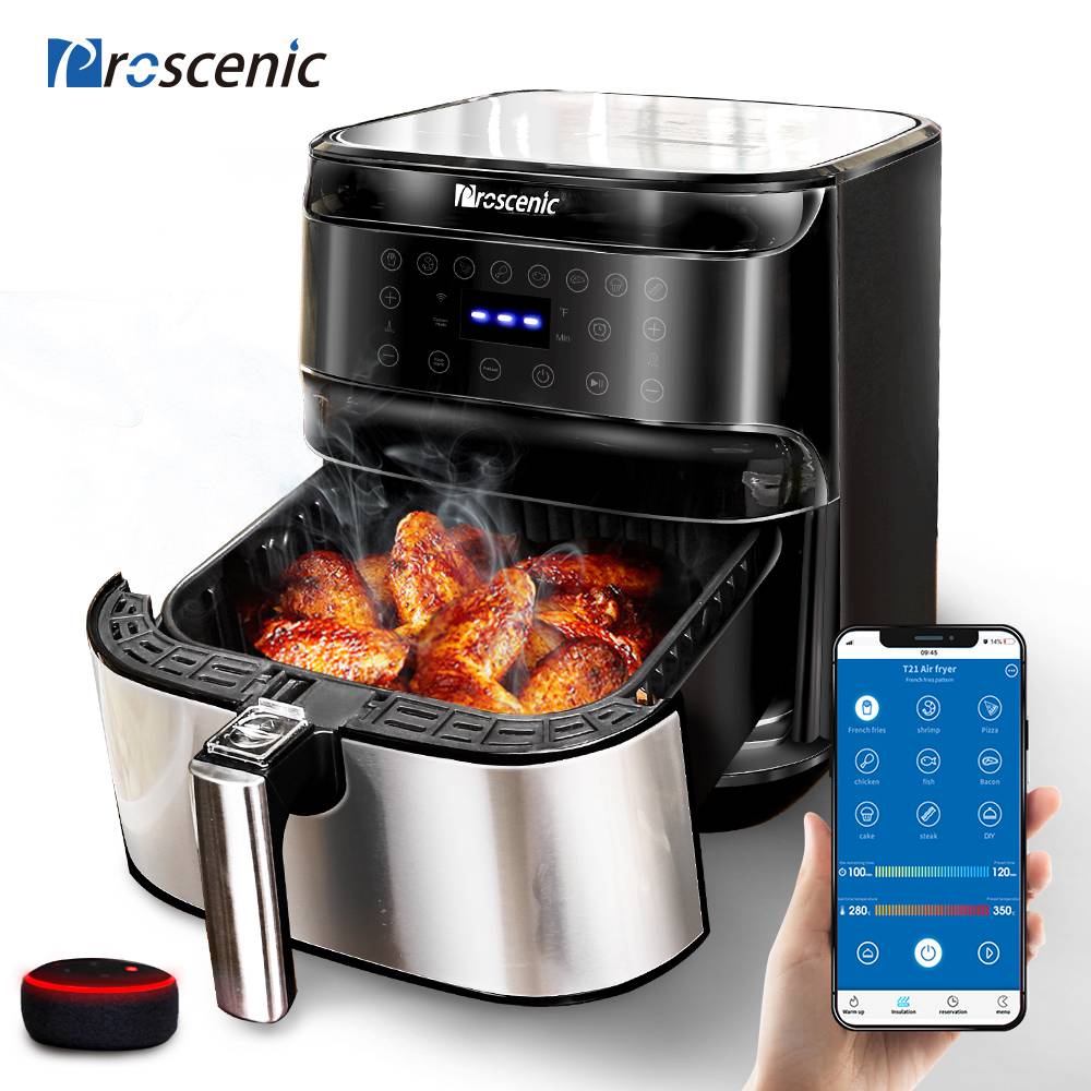 Proscenic T21 Smart Electric Air Fryer 1700W Oil-free Non-stick Pan Voice Control LED Touch Screen - Black