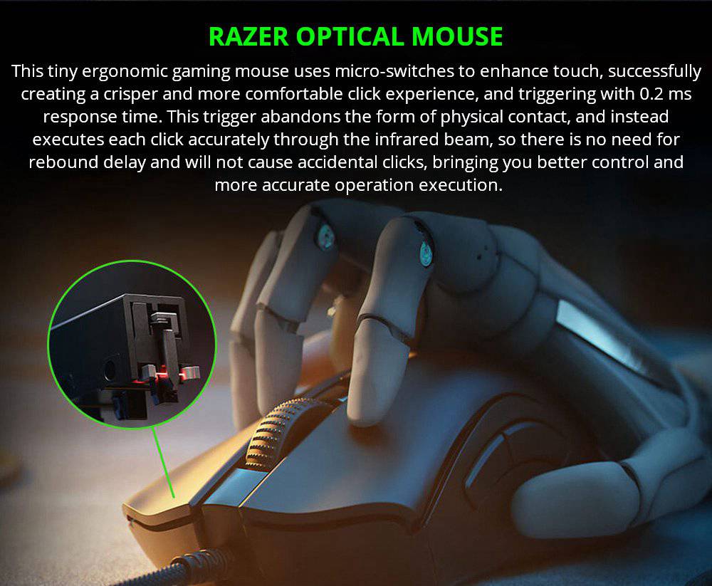 Razer DeathAdder V2 Mini RGB Gaming Mouse 8500DPI 6 Programmable Buttons 62g Ultralight - Black