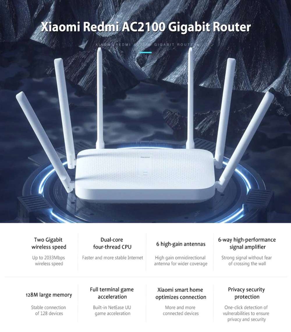 Omit The remaining Xiaomi Redmi AC2100 Wireless Router WiFi Repeater White
