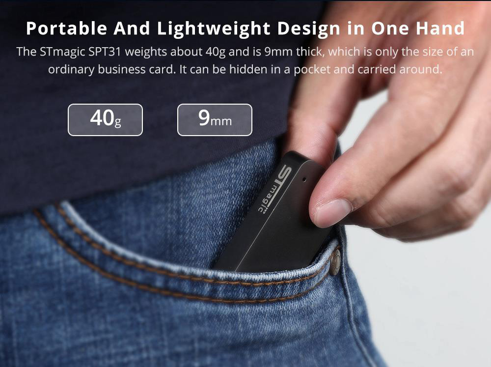 STmagic SPT31 2TB Wireless Portable Mini M.2 SSD Solid State Drive Type-c USB 3.1 Interface Read Speed 500MB/s - Gray