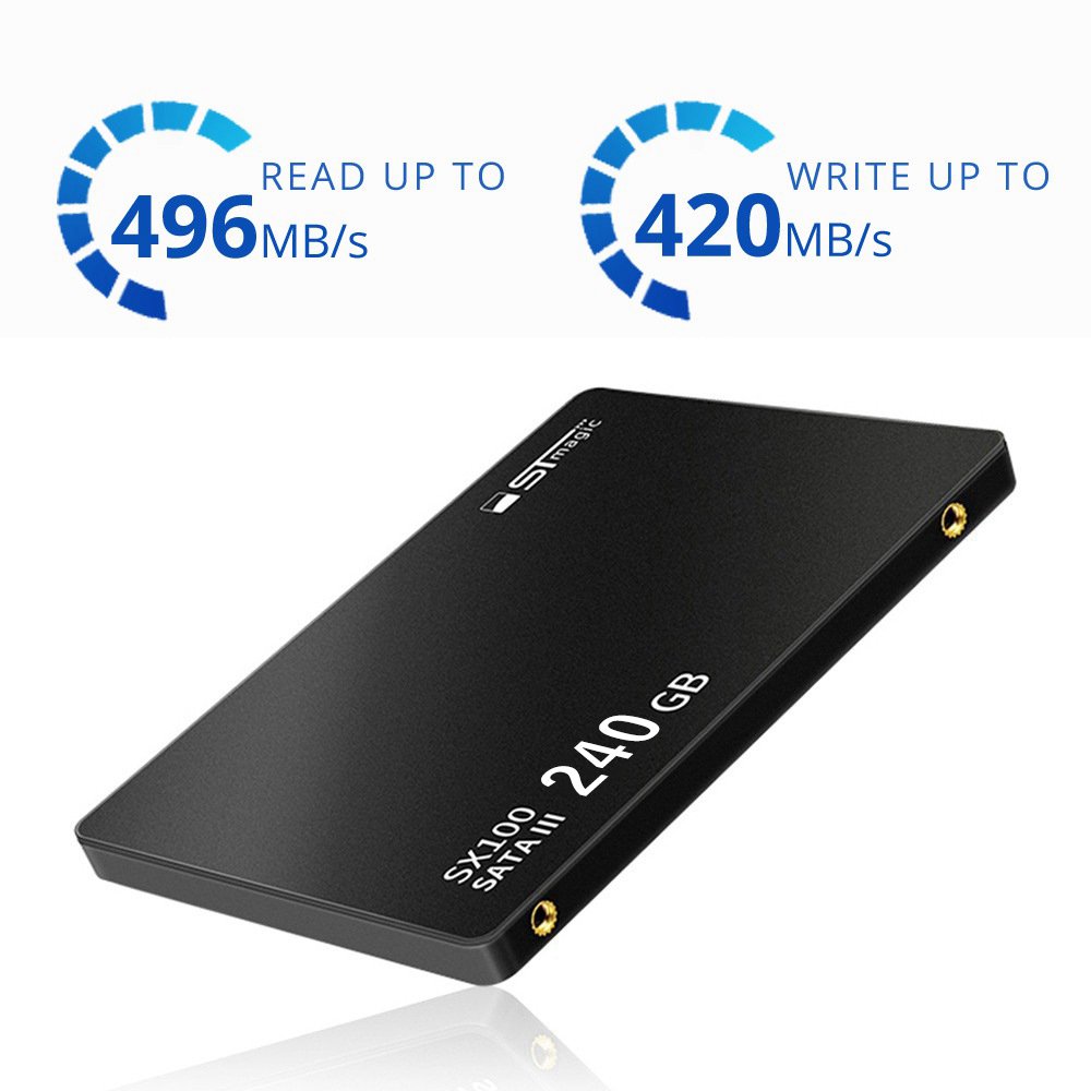 Stmagic SX100 240GB SSD 2.5 Inch Solid State Drive SATA3 Interface 496MB/s Reading Speed LDPC Error Correction - Black