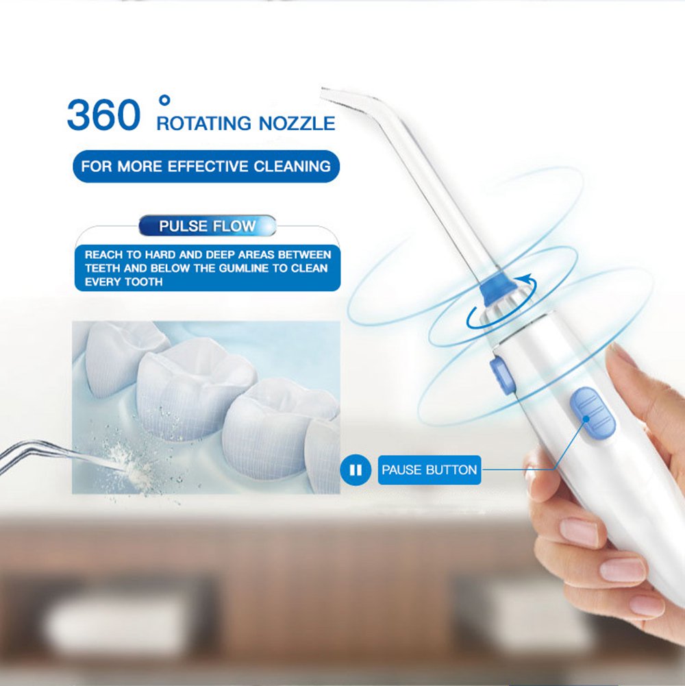 Waterpulse V300G Portable Electric Oral Irrigator Teeth Cleaning Whitening Fresh Breath 800ml Tank English Version - White