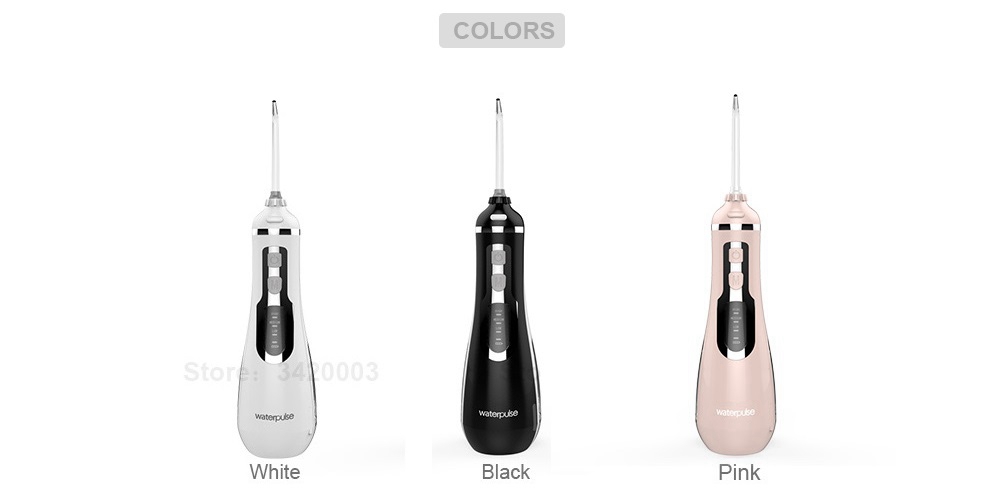 Waterpulse V500 Portable Oral Irrigator Teeth Cleaning Three Modes IPX7 Waterproof 1400mAh Battery 5V USB Fast Charge English Version - Black