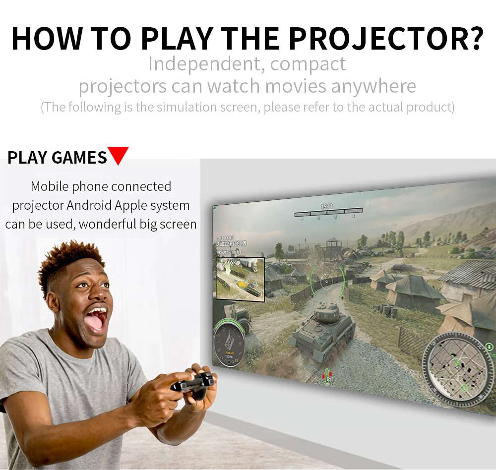 YG220 Mini Pocket Projector 480*320P Supports 1080P HDMI AV SD USB Compatible with Fire TV Stick/PS4/USB/HDMI/SD/AV