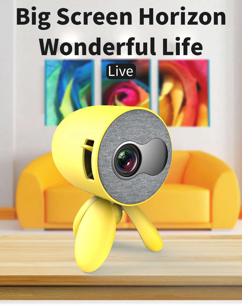 YG220 Mini Pocket Projector 480*320P Supports 1080P HDMI AV SD USB Compatible with Fire TV Stick/PS4/USB/HDMI/SD/AV