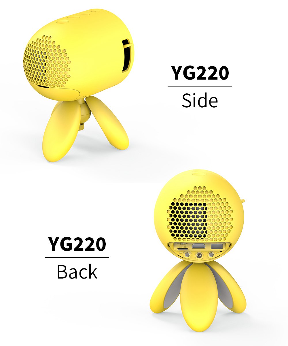 YG220 Mini Pocket Projector 480*320P Supports 1080P HDMI AV SD USB Compatible with Fire TV Stick/PS4/USB/HDMI/SD/AV