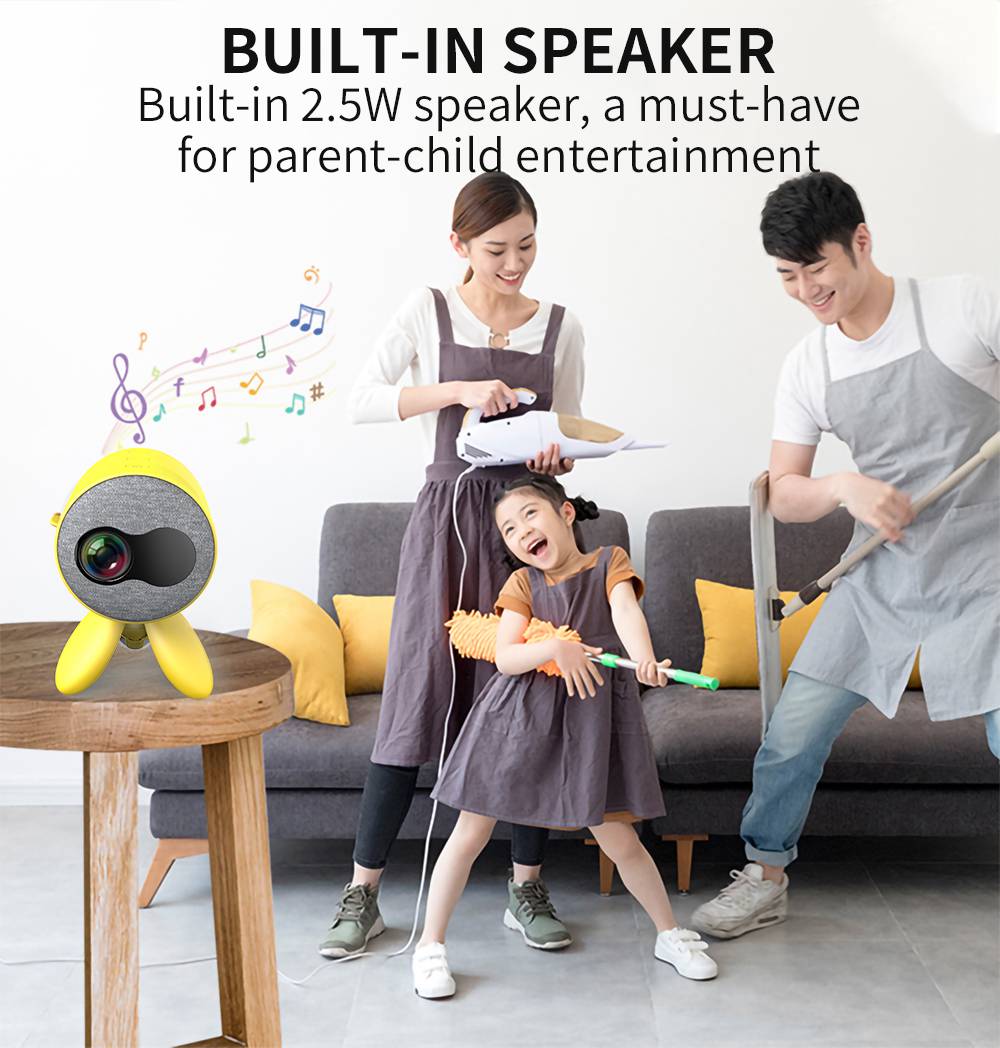 YG220 Mini Pocket Projector 480*320P Supports 1080P HDMI AV SD USB Compatible with Fire TV Stick/PS4/USB/HDMI/SD/AV