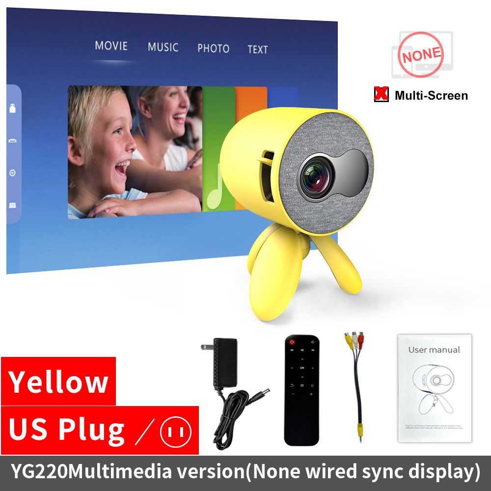 YG220 Mini Pocket Projector 480*320P Supports 1080P HDMI AV SD USB Compatible with Fire TV Stick/PS4/USB/HDMI/SD/AV
