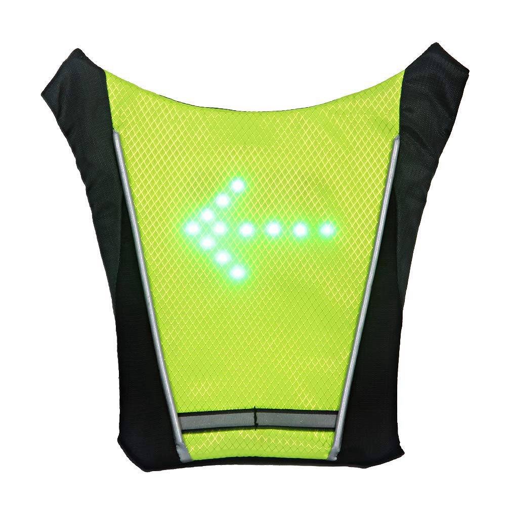 YKBA- B0011 Cycling LED Signals Warning Vest Remote Control USB Charging - Green