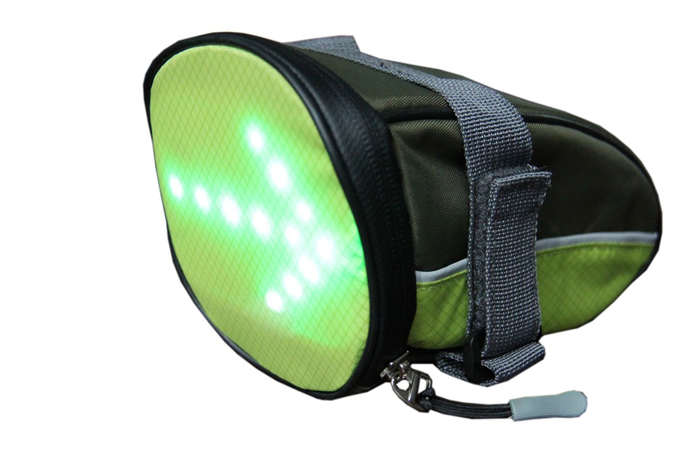 YKWB-B1030 Bicycle Taillight Bag Illuminated Warning Signal Bag With Remote Control - Green