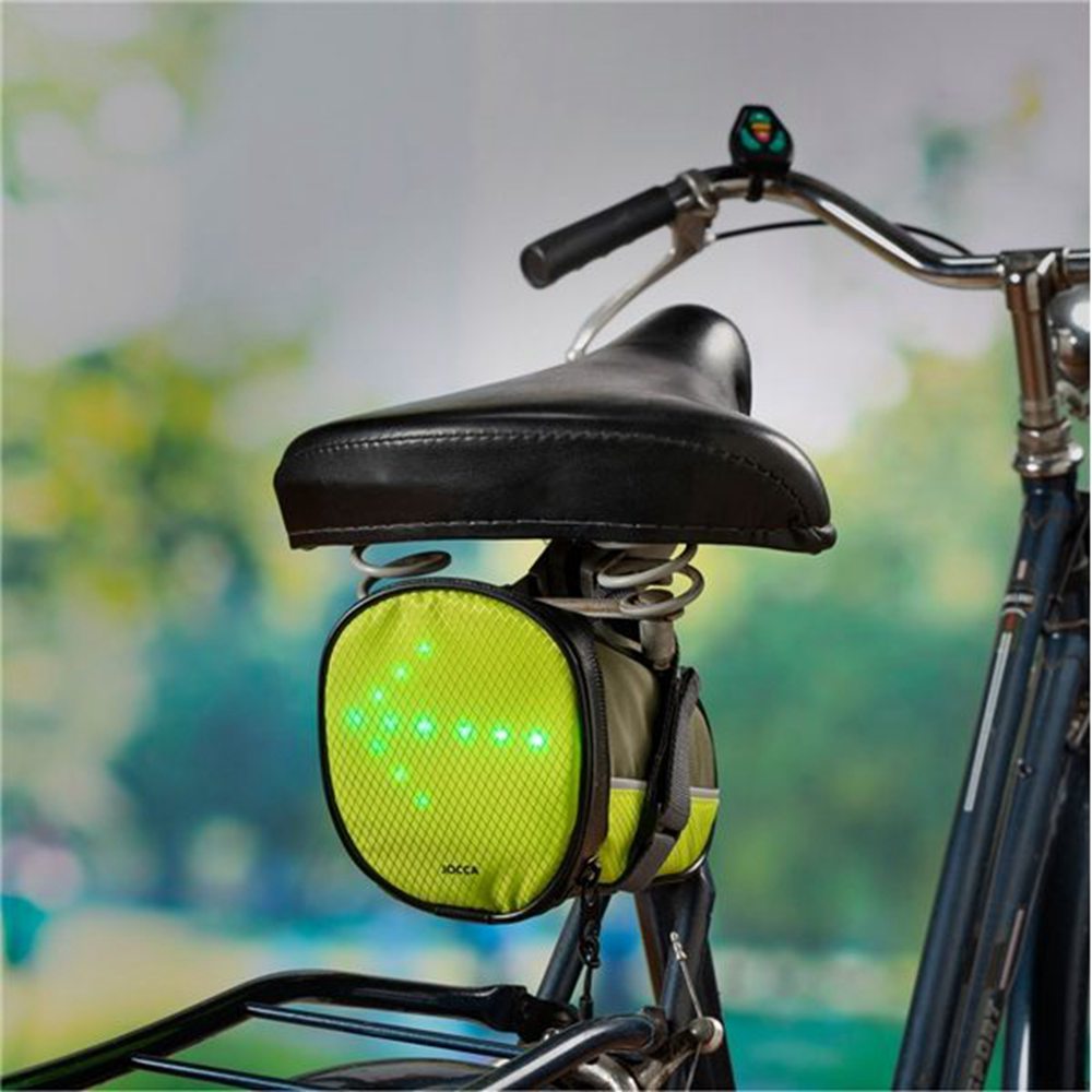 YKWB-B1030 Bicycle Taillight Bag Illuminated Warning Signal Bag With Remote Control - Green