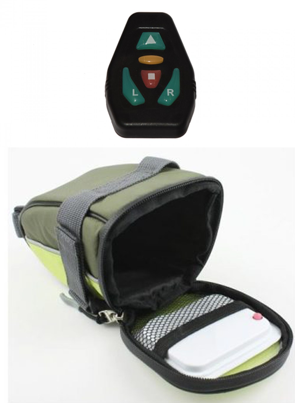 YKWB-B1030 Bicycle Taillight Bag Illuminated Warning Signal Bag With Remote Control - Green