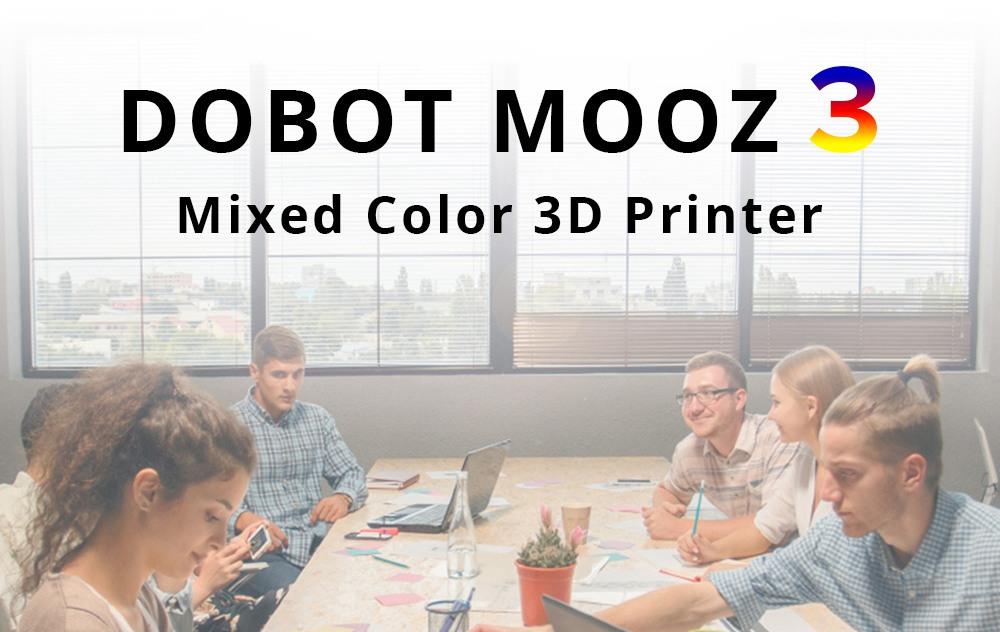 DOBOT MOOZ-3 Color Mixing 3D Printer 3-in 1-out Mix Color Print Head Full Color Range Triple Extruder Glass Heated Bed Mobile App Control