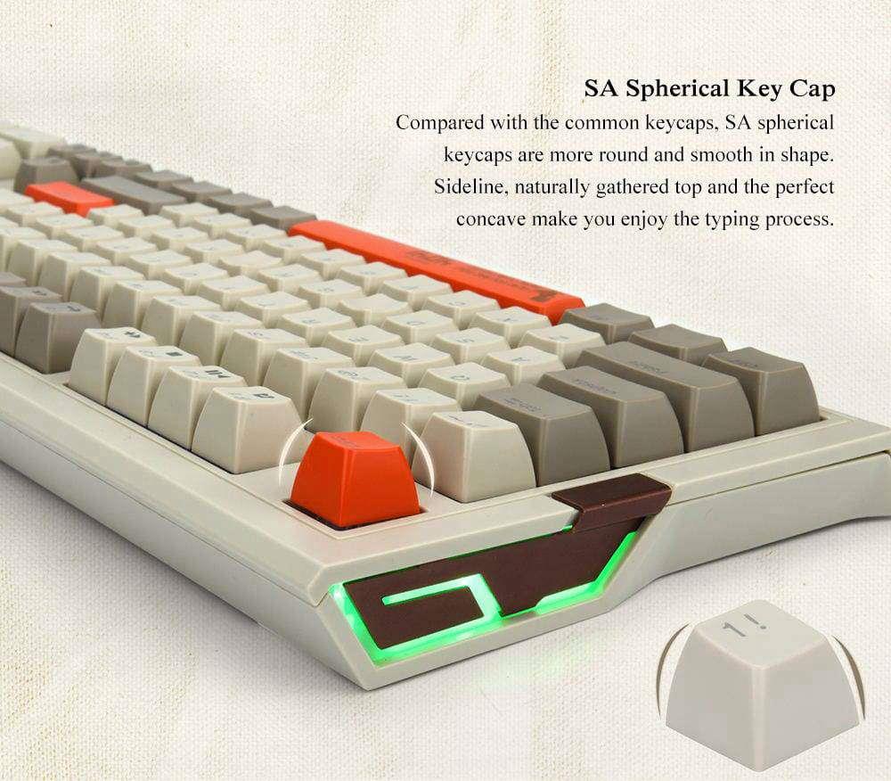 Ajazz AK510 Retro Game Wired Mechanical Keyboard 104 PBT Ball Key Cap RGB Lights Black Switch - Gray + White