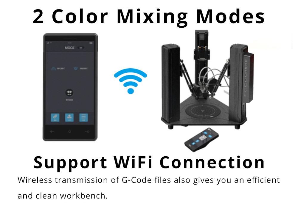 DOBOT MOOZ-3 Color Mixing 3D Printer 3-in 1-out Mix Color Print Head Full Color Range Triple Extruder Glass Heated Bed Mobile App Control