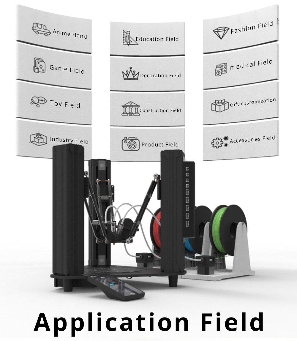 DOBOT MOOZ-3 Color Mixing 3D Printer 3-in 1-out Mix Color Print Head Full Color Range Triple Extruder Glass Heated Bed Mobile App Control