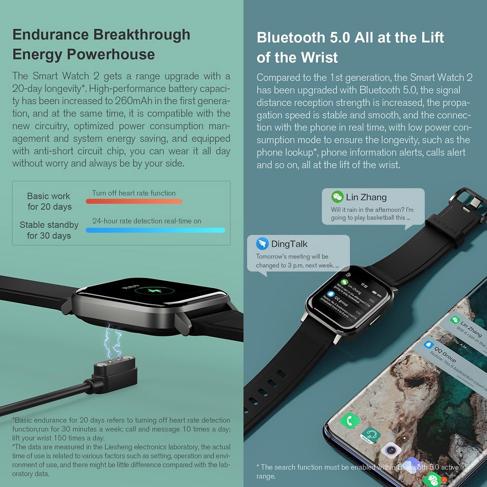 Haylou LS02 Smart Watch 1.4 Inch HD Screen Bluetooth 5.0 IP68 Waterproof - Global Version