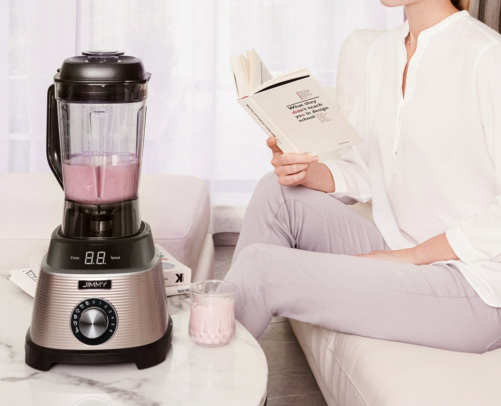 Xiaomi JIMMY B53 Smoothie Blender With LED Display 5 Intelligent Modes 1000W 6 Speed 1.5L BPA-free Glass Jug 25000 RPM High Speed 4 Sharp Blades Self-cleaning with Carry-on for Ice Nuts Soup Sauce - Gray