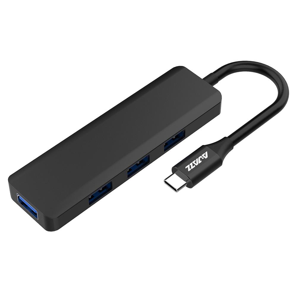 Ajazz AT101 4-in-1 Type-C To 4 x USB 3.0 HUB Adapter Support OTG For Windows 10 Google Chrome OS Smartphone Tablet Laptop - Black