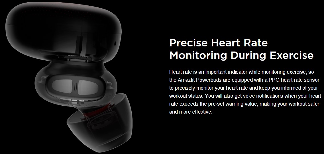 Amazfit PowerBuds Heart Rate Monitor ENC Dual-Microphone Noise Reduction Composite Diaphragm Motion Beat Mode IP55