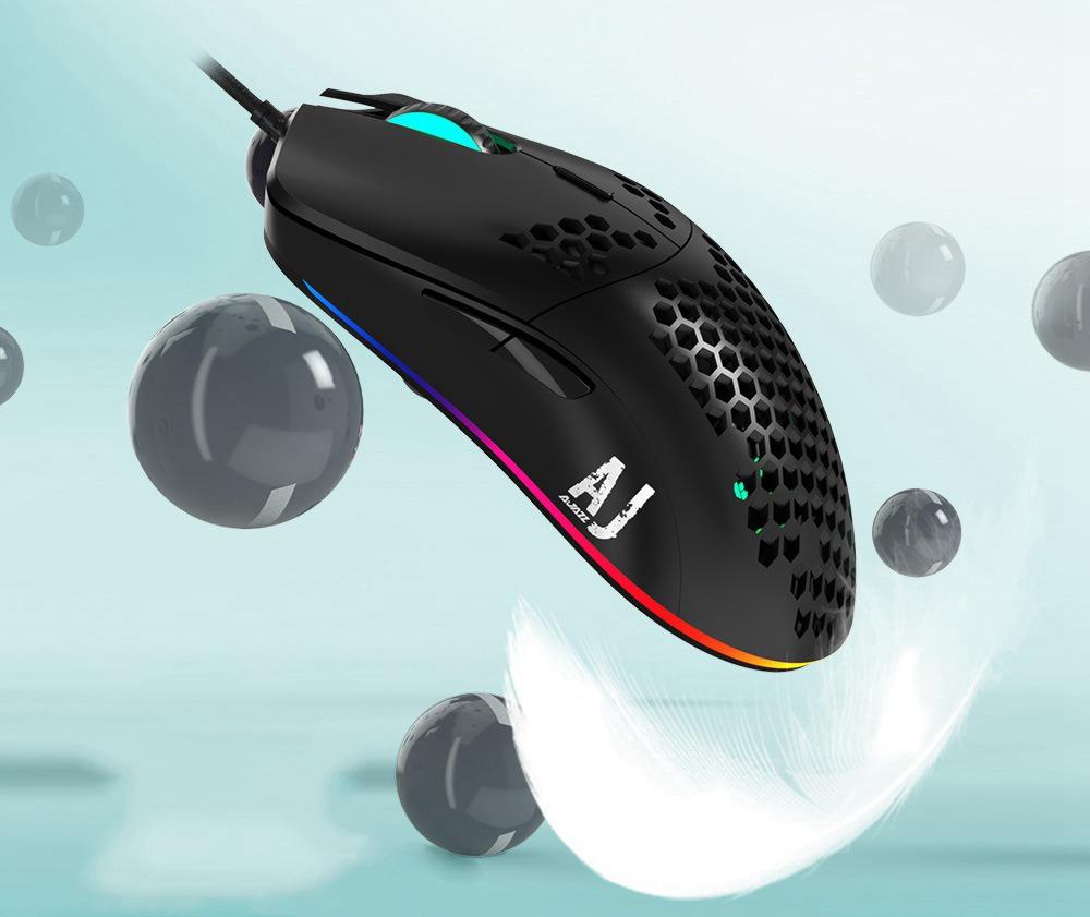 Ajazz AJ390 Ultralight Optical Wired Mouse Hollow-out RGB Light 16000 DPI Adjustable 7 keys - White