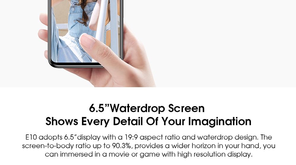 Elephone E10 Global Version 6.5 Inch 4G LTE Smartphone MT6762D 4GB RAM 64GB ROM Quad Rear Cameras NFC Android 10 4000mAh Battery Dual SIM Dual Standby - Blue
