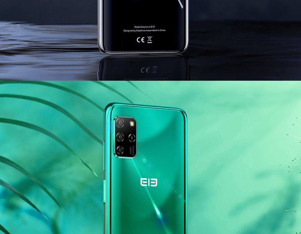 Elephone E10 Global Version 6.5 Inch 4G LTE Smartphone MT6762D 4GB RAM 64GB ROM Quad Rear Cameras NFC Android 10 4000mAh Battery Dual SIM Dual Standby - Blue