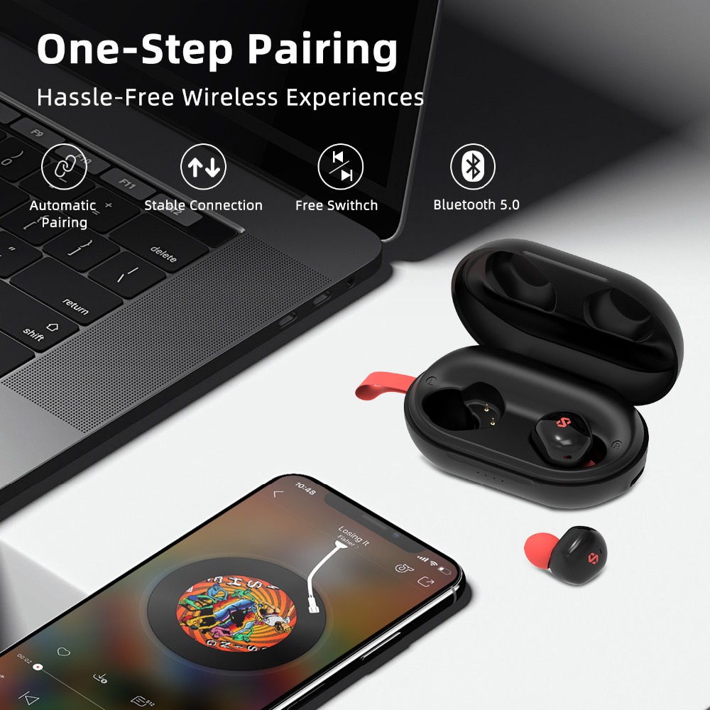 dyplay ANC Shield Bluetooth 5.0 TWS Earphones Active Noice Cancelling 45H Playtime Independent Use Airoha 1536 Auto Pairing