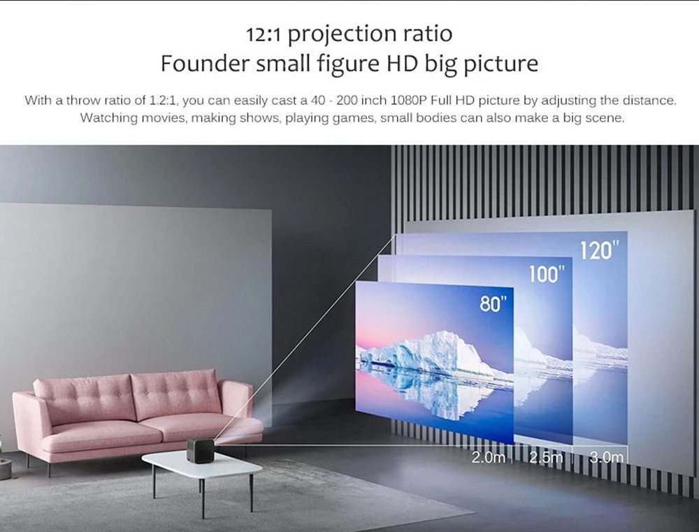 [International Edition] Fengmi Dice Native 1080P Projector 550 Ansi Lumens Dolby DTS Certified Android TV9.0  Amlogic T968-H