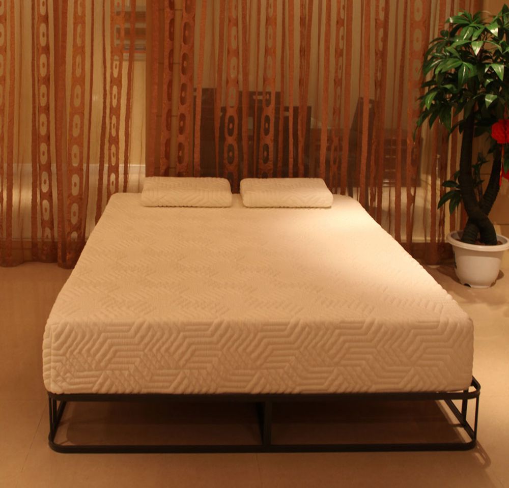 10 Inch 2-layer Silica Gel Memory Foam Mattress Ventilation Cool Comfortable With 2 Large Pillows - White