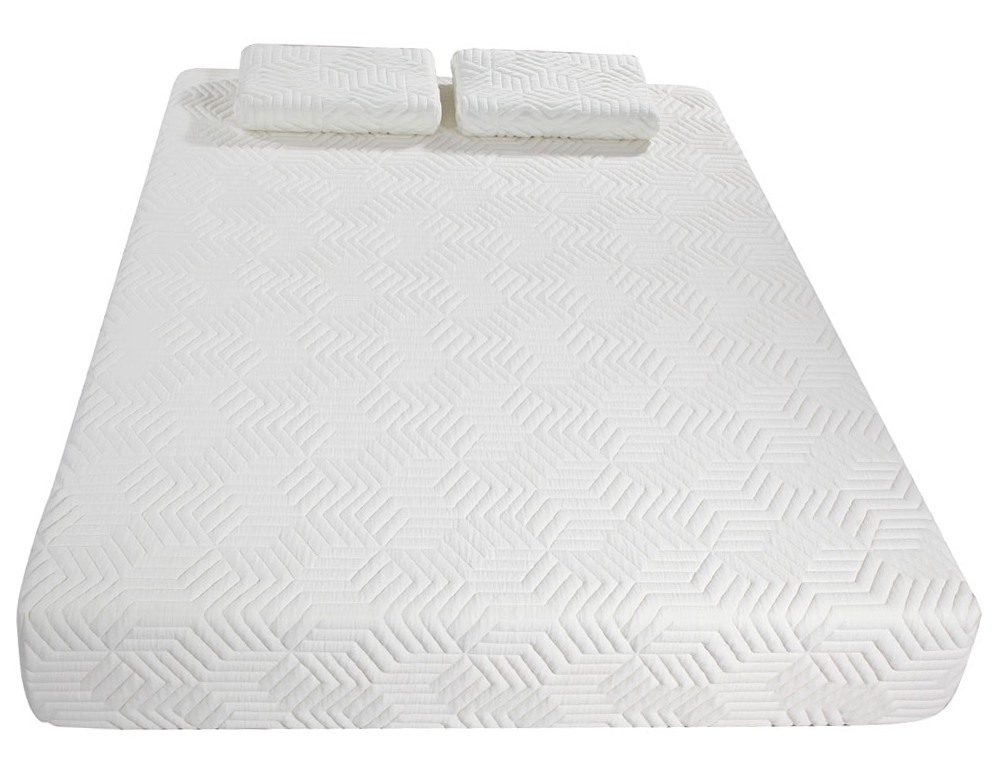 10 Inch 2-layer Silica Gel Memory Foam Mattress Ventilation Cool Comfortable With 2 Large Pillows - White
