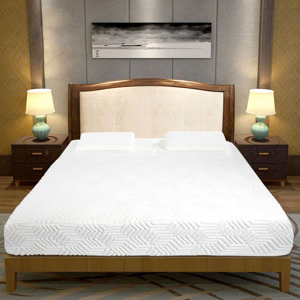 10 Inch 4layer Memory Foam Mattress With 2 Large Pillows White