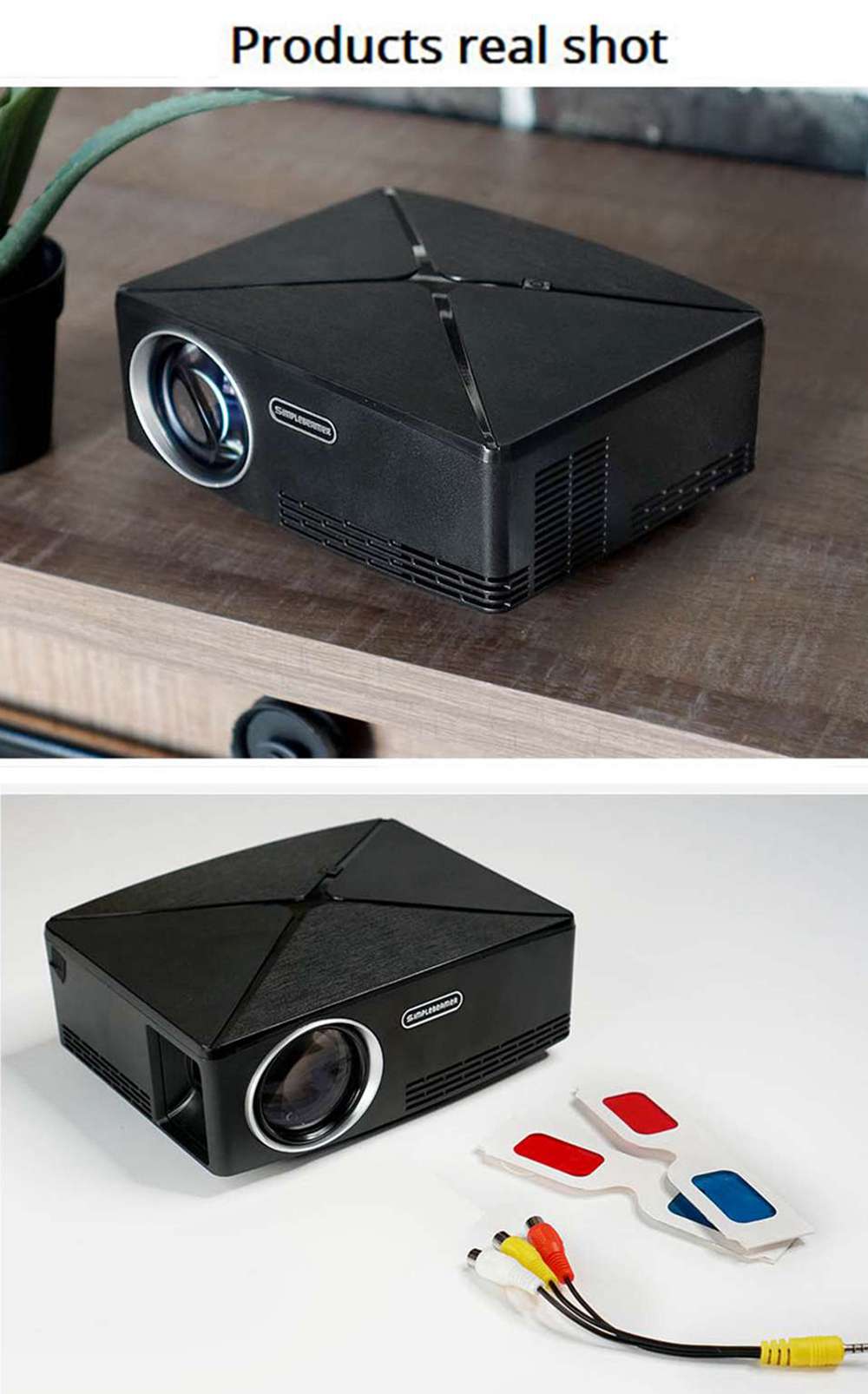 AUN C80UP Mini Android Projector 2200LM 1280*720P Amlogic S905X  WIFI HDMI VGA USB